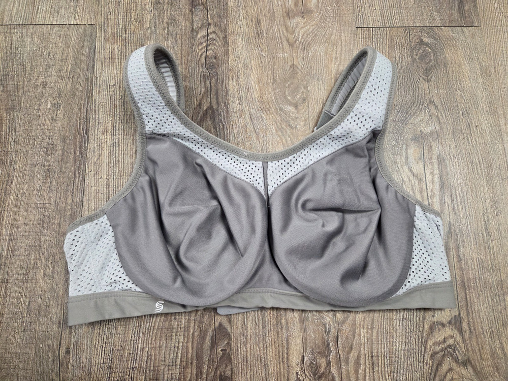 Glamorise Gray High Impact Underwire Sports Bra Size 38C Style 9066